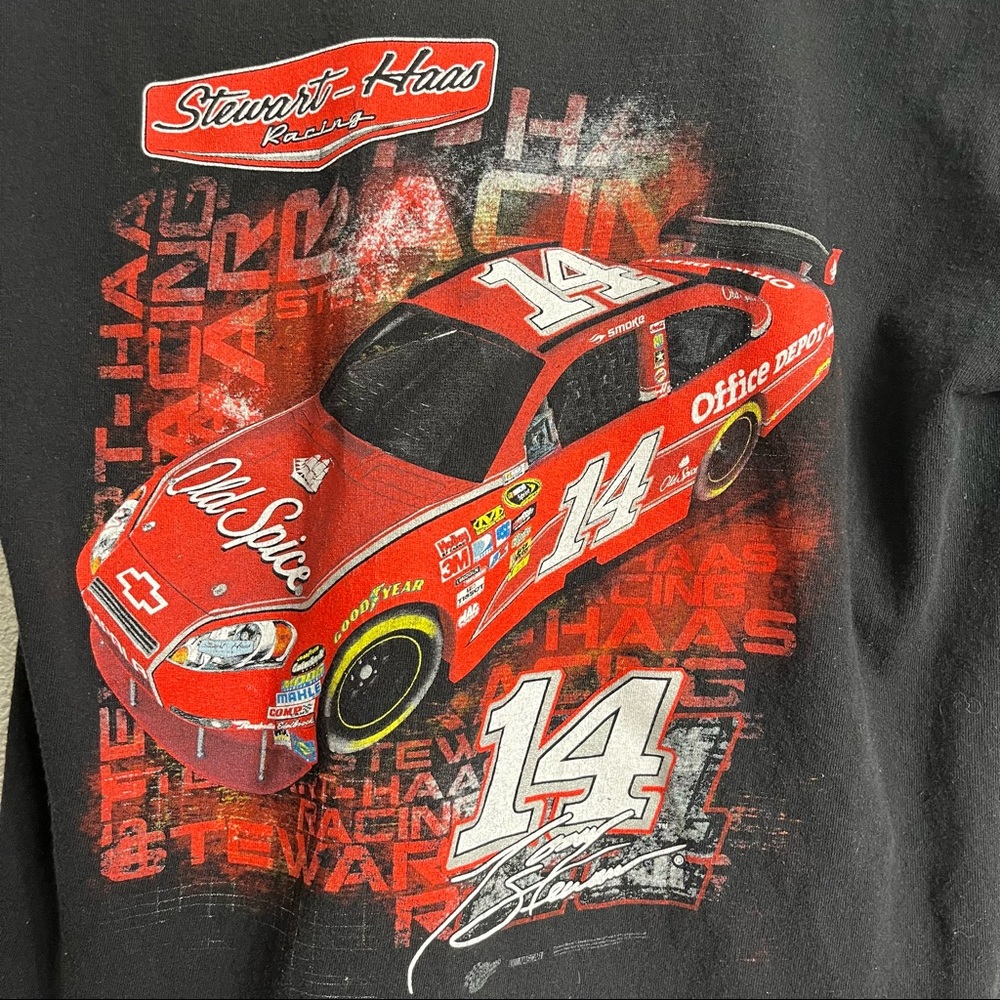 Y2K Vintage Black & Blue #14 NASCAR Design Tony Stewart T-Shirt - L main image 0
